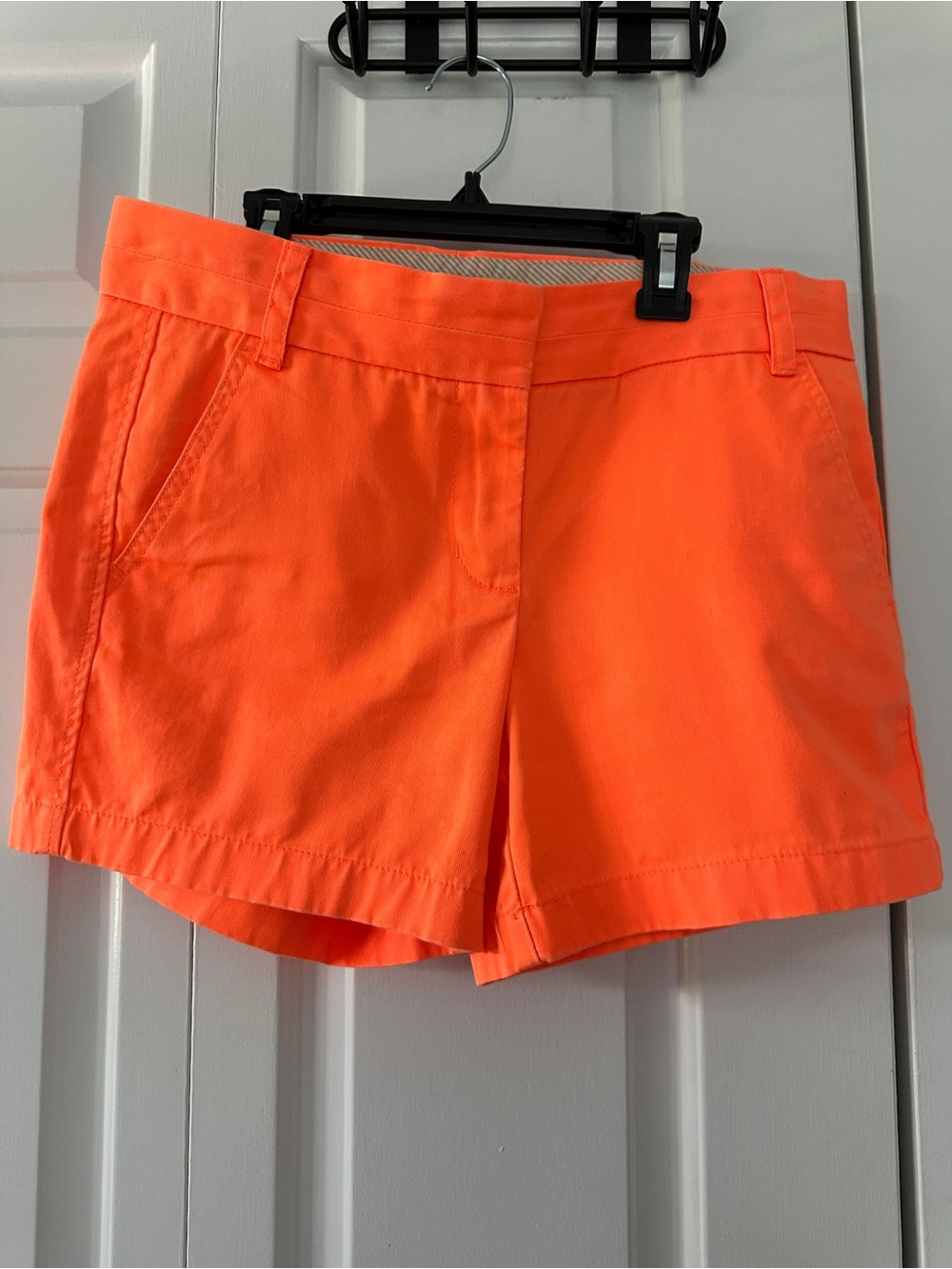 J. Crew Broken-In Chino Shorts Neon Orange Size 4 100% Cotton Preppy Summer